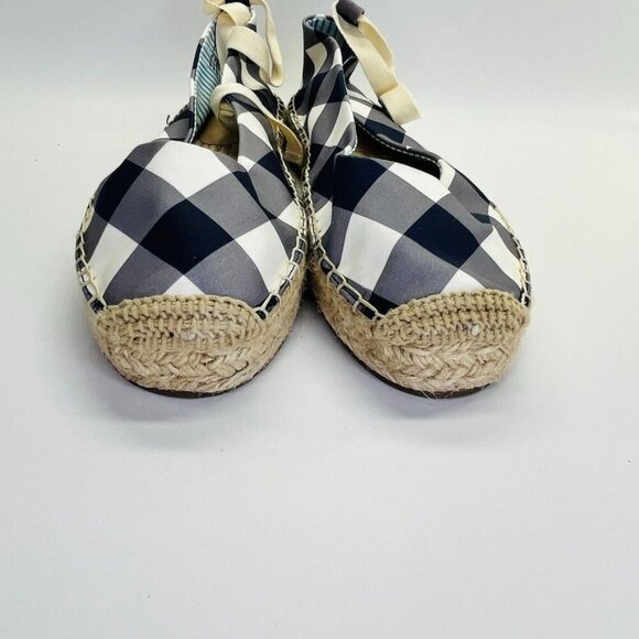 Draper James Georgia Wedge Espadrilles Women's Size 10 Navy, White Ankle Tie - Picture 4 of 13